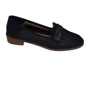 LUCKY BRAND black Caylon‎ penny loafer leather slip on flats round toe 9.5